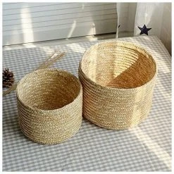 CSPARKV Panier De Rangement En Jonc De Mer, Panier De Fleurs Tissé, Panier à Linge En Osier, Boîte De Rangement Tissée à La Main, Petit Rond 2 à Vendre -Petit rangement Soldes Magasin 65413815 5