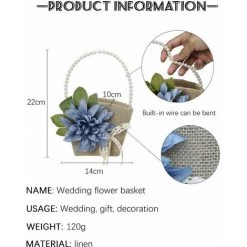 CSPARKV Artisanat Panier Romantique Jute Dentelle Arc De Mariage Fleur Panier Fille Panier De Mariage Décoration Fournitures 14*10*22 Cm -Petit rangement Soldes Magasin 65413819 5