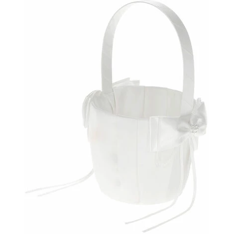 CSPARKV Panier De Demoiselle D'honneur De Mariage Blanc En Satin Ivoire Avec Décoration D'arc Fournitures De Mariage 3 CSPARKV Panier De Demoiselle D'honneur De Mariage Blanc En Satin Ivoire Avec Décoration D'arc Fournitures De Mariage