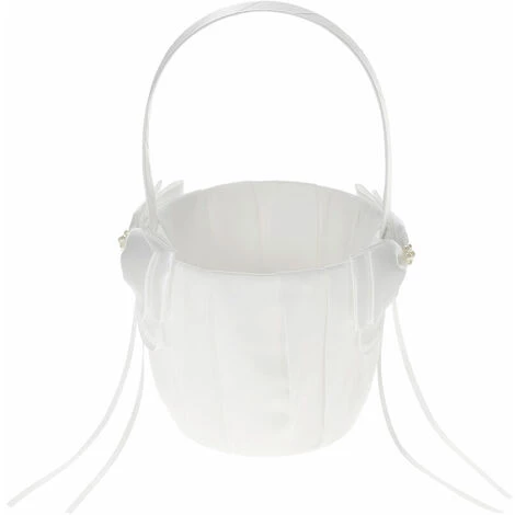 CSPARKV Panier De Demoiselle D'honneur De Mariage Blanc En Satin Ivoire Avec Décoration D'arc Fournitures De Mariage 4 CSPARKV Panier De Demoiselle D'honneur De Mariage Blanc En Satin Ivoire Avec Décoration D'arc Fournitures De Mariage – Image 2