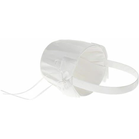 CSPARKV Panier De Demoiselle D'honneur De Mariage Blanc En Satin Ivoire Avec Décoration D'arc Fournitures De Mariage 5 CSPARKV Panier De Demoiselle D'honneur De Mariage Blanc En Satin Ivoire Avec Décoration D'arc Fournitures De Mariage – Image 3