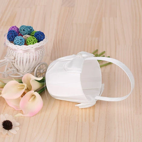 CSPARKV Panier De Demoiselle D'honneur De Mariage Blanc En Satin Ivoire Avec Décoration D'arc Fournitures De Mariage 7 CSPARKV Panier De Demoiselle D'honneur De Mariage Blanc En Satin Ivoire Avec Décoration D'arc Fournitures De Mariage – Image 5