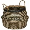 CSPARKV Panier En Osier Courbé Pliable Motif Chrysanthème Noir -Petit rangement Soldes Magasin 65413974 1
