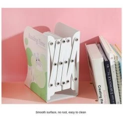 ENLENK Support De Livre Rétractable De Grande Valeur, Grenouille Mignonne, Serre-livres En Fer Réglable En Métal, Porte-revues, Rangement De Bureau, Serre-livres Antidérapant Robuste Blanc -Petit rangement Soldes Magasin 65440900 4