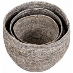 ALTOBUY FITTA - Lot De 3 Paniers Décoratifs En Feuille De Maïs - Gris -Petit rangement Soldes Magasin 65488967 3