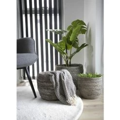 ALTOBUY FITTA - Lot De 3 Paniers Décoratifs En Feuille De Maïs - Gris -Petit rangement Soldes Magasin 65488967 5