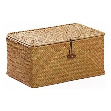 ZHUOXUAN Panier De Rangement En Rotin En Jonc De Mer Avec Couvercle En Matériau Naturel (petit 17cmx13cmx8cm H) 3 ZHUOXUAN Panier De Rangement En Rotin En Jonc De Mer Avec Couvercle En Matériau Naturel (petit 17cmx13cmx8cm H)