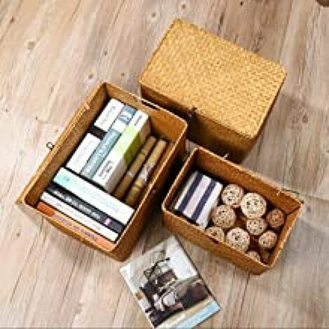 ZHUOXUAN Panier De Rangement En Rotin En Jonc De Mer Avec Couvercle En Matériau Naturel (petit 17cmx13cmx8cm H) 6 ZHUOXUAN Panier De Rangement En Rotin En Jonc De Mer Avec Couvercle En Matériau Naturel (petit 17cmx13cmx8cm H) – Image 4