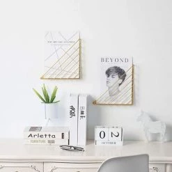 OSQI Porte-journaux Mural De Forme Géométrique Nordique - Porte-revues - Porte-revues En Métal - Pour Salle De Bain, Bureau Et Entrée - Fer (doré) -Petit rangement Soldes Magasin 65504334 4