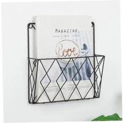 OSQI Porte-revues Mural, étagère De Rangement Pour Bibliothèque De Journaux, Paniers En Métal En Fil Noir, étagère De Décoration Pour Bureau, Salon, Chambre à Coucher -Petit rangement Soldes Magasin 65504498 3