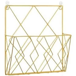 OSQI Porte-revues Suspendu Porte-revues En Métal, Porte-journaux, Panier à Journaux, Porte-revues Mural Avec 2 Crochets Pour Magazines, Livres Et Documents De Bureau (doré)