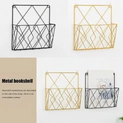 OSQI Porte-revues Suspendu Porte-revues En Métal, Porte-journaux, Panier à Journaux, Porte-revues Mural Avec 2 Crochets Pour Magazines, Livres Et Documents De Bureau (doré) -Petit rangement Soldes Magasin 65505109 5
