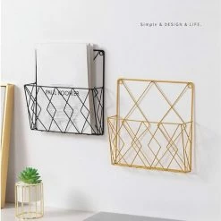 OSQI Porte-revues Suspendu Porte-revues En Métal, Porte-journaux Panier à Journaux Porte-revues Mural Avec 2 Crochets Pour Magazines, Livres Et Documents De Bureau (Noir) -Petit rangement Soldes Magasin 65505477 5