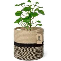OSQI Panier De Plantes En Corde De Coton Tissé Pour Jardinières D'intérieur De Sol De Pot De Fleur De 20 Cm, Organisateur De Panier De Rangement De 20 Cm X 20 Cm Décoration D'intérieur Moderne
