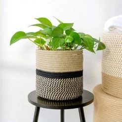 OSQI Panier De Plantes En Corde De Coton Tissé Pour Jardinières D'intérieur De Sol De Pot De Fleur De 20 Cm, Organisateur De Panier De Rangement De 20 Cm X 20 Cm Décoration D'intérieur Moderne -Petit rangement Soldes Magasin 65506773 4
