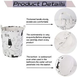 HELLO KITTY BAIN Panier à Linge Panier à Linge Pliable Grande Boîte De Rangement En Tissu Panier à Linge Pour Organiser La Chambre Des Enfants Jouets Vêtements Chats - Grand 50*40CM -Petit rangement Soldes Magasin 65622667 3