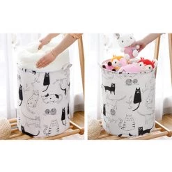 HELLO KITTY BAIN Panier à Linge Panier à Linge Pliable Grande Boîte De Rangement En Tissu Panier à Linge Pour Organiser La Chambre Des Enfants Jouets Vêtements Chats - Grand 50*40CM -Petit rangement Soldes Magasin 65622667 5