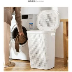 HELLO KITTY BAIN Bac à Linge Sale Avec Couvercle Bonne Ventilation Poignée Ergonomique Pour Salle De Bain Ou Buanderie 100% Recyclé Blanc 44*35*58cm Extra Large -Petit rangement Soldes Magasin 65624531 4