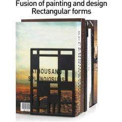 HELLO KITTY BAIN Serre-livres Robustes, Serre-livres D'étagère, Serre-livres Décoratifs En Métal (1 Paire Noire), Séparateurs De Livres Au Design Abstrait, Bureau, Bibliothèque -Petit rangement Soldes Magasin 65625695 5