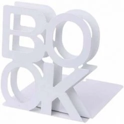 Thsinde 1 Paire De Serre-livres En Métal Antidérapant En Forme De L Pour étagères De Bureau (blanc)