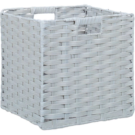 RELAXDAYS 2x Corbeilles De Rangement Plastique Tressé, Panier Poignée étagère Organiseur Vintage, Salle De Bain, 31x32x30 Cm, Gris 4 RELAXDAYS 2x Corbeilles De Rangement Plastique Tressé, Panier Poignée étagère Organiseur Vintage, Salle De Bain, 31x32x30 Cm, Gris – Image 2