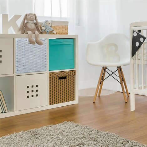 RELAXDAYS 2x Corbeilles De Rangement Plastique Tressé, Panier Poignée étagère Organiseur Vintage, Salle De Bain, 31x32x30 Cm, Gris 6 RELAXDAYS 2x Corbeilles De Rangement Plastique Tressé, Panier Poignée étagère Organiseur Vintage, Salle De Bain, 31x32x30 Cm, Gris – Image 4