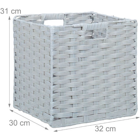 RELAXDAYS 2x Corbeilles De Rangement Plastique Tressé, Panier Poignée étagère Organiseur Vintage, Salle De Bain, 31x32x30 Cm, Gris 7 RELAXDAYS 2x Corbeilles De Rangement Plastique Tressé, Panier Poignée étagère Organiseur Vintage, Salle De Bain, 31x32x30 Cm, Gris – Image 5