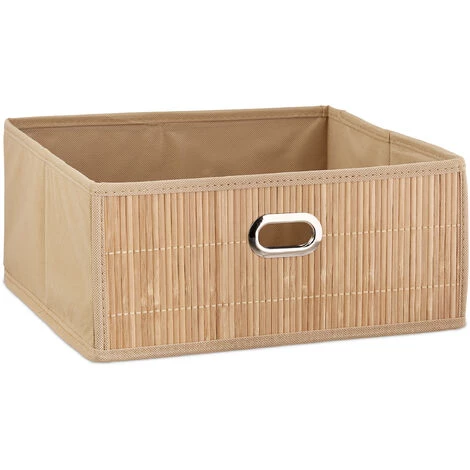 RELAXDAYS 10x Paniers De Rangement En Bambou, Corbeille De Salle De Bain Carrée, Boîte Plate, 14 X 31 X 31 Cm, Pliante, Nature 4 RELAXDAYS 10x Paniers De Rangement En Bambou, Corbeille De Salle De Bain Carrée, Boîte Plate, 14 X 31 X 31 Cm, Pliante, Nature – Image 2