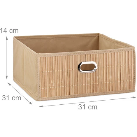 RELAXDAYS 10x Paniers De Rangement En Bambou, Corbeille De Salle De Bain Carrée, Boîte Plate, 14 X 31 X 31 Cm, Pliante, Nature 7 RELAXDAYS 10x Paniers De Rangement En Bambou, Corbeille De Salle De Bain Carrée, Boîte Plate, 14 X 31 X 31 Cm, Pliante, Nature – Image 5