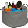 Relaxdays Boîte De Rangement Tissu, Pliable, Organiseur, HxØ : 20x35 Cm, Caisse Avec Poignées, Pour Salle De Bain, Gris -Petit rangement Soldes Magasin 65643440 1