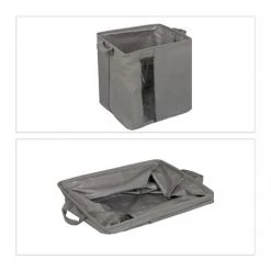 Relaxdays Caisse De Rangement En Tissu, Avec Fenêtre, 2 Poignées, HxLxP : 39 X 49 X 33 Cm, Bac Pliable, Boîte, Gris 8 Relaxdays Caisse De Rangement En Tissu, Avec Fenêtre, 2 Poignées, HxLxP : 39 X 49 X 33 Cm, Bac Pliable, Boîte, Gris -Petit rangement Soldes Magasin 65643441 2
