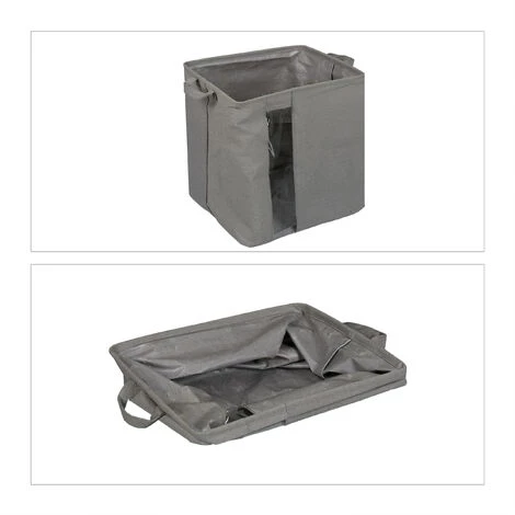 Relaxdays Caisse De Rangement En Tissu, Avec Fenêtre, 2 Poignées, HxLxP : 39 X 49 X 33 Cm, Bac Pliable, Boîte, Gris 4 Relaxdays Caisse De Rangement En Tissu, Avec Fenêtre, 2 Poignées, HxLxP : 39 X 49 X 33 Cm, Bac Pliable, Boîte, Gris – Image 2