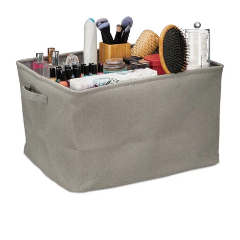 Relaxdays Boîte De Rangement En Tissu, Pliable, Organiseur, HxLxP : 24x40x30 Cm, Caisse à Poignées, Salle De Bain, Gris 3 Relaxdays Boîte De Rangement En Tissu, Pliable, Organiseur, HxLxP : 24x40x30 Cm, Caisse à Poignées, Salle De Bain, Gris