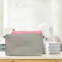Relaxdays Boîte De Rangement En Tissu, Pliable, Organiseur, HxLxP : 24x40x30 Cm, Caisse à Poignées, Salle De Bain, Gris 9 Relaxdays Boîte De Rangement En Tissu, Pliable, Organiseur, HxLxP : 24x40x30 Cm, Caisse à Poignées, Salle De Bain, Gris -Petit rangement Soldes Magasin 65643445 3