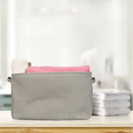 Relaxdays Boîte De Rangement En Tissu, Pliable, Organiseur, HxLxP : 24x40x30 Cm, Caisse à Poignées, Salle De Bain, Gris 5 Relaxdays Boîte De Rangement En Tissu, Pliable, Organiseur, HxLxP : 24x40x30 Cm, Caisse à Poignées, Salle De Bain, Gris – Image 3