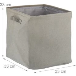 Relaxdays Boîte Pour Rangement En Tissu, Pliable, Organiseur, HLP : 33x33x33 Cm, Caisse à Poignées, Salle De Bain, Gris -Petit rangement Soldes Magasin 65643453 5