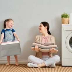 Relaxdays Boîte De Rangement En Tissu, Pliable, Organiseur, HxLxP : 30x48x38 Cm, Caisse à Poignées, Salle De Bain, Gris -Petit rangement Soldes Magasin 65643456 4