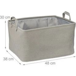 Relaxdays Boîte De Rangement En Tissu, Pliable, Organiseur, HxLxP : 30x48x38 Cm, Caisse à Poignées, Salle De Bain, Gris -Petit rangement Soldes Magasin 65643456 5