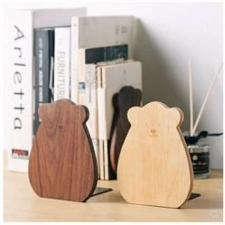 ILOVEMILAN 1 Paire De Serre-livres En Bois, Support De Livre Ours étagère En Bois De Hêtre 15x12x10,7cm, Adapté à La Maison, Au Bureau, à L'école, à La Bibliothèque -Petit rangement Soldes Magasin 65645677 2