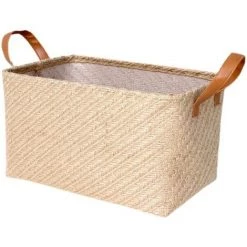 BENOBBY KIDS Paniers De Rangement En Jute, Boîte De Rangement En Lin Tissé Naturel Avec Poignée Pour Jouets, Vêtements, Chambre (Beige, Small)