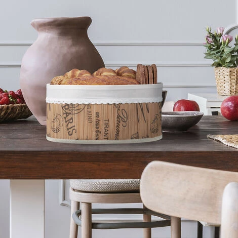 Relaxdays Corbeille à Pain, En Bambou, Insert Tissu, Motif Français, Pains Et Croissants, Panier Ovale, Nature-blanc 5 Relaxdays Corbeille à Pain, En Bambou, Insert Tissu, Motif Français, Pains Et Croissants, Panier Ovale, Nature-blanc – Image 3