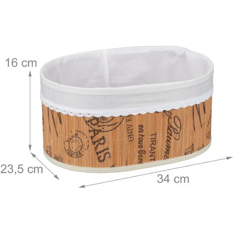 Relaxdays Corbeille à Pain, En Bambou, Insert Tissu, Motif Français, Pains Et Croissants, Panier Ovale, Nature-blanc 7 Relaxdays Corbeille à Pain, En Bambou, Insert Tissu, Motif Français, Pains Et Croissants, Panier Ovale, Nature-blanc – Image 5