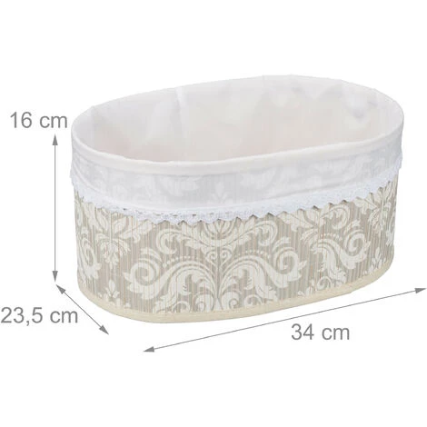Relaxdays Corbeille à Pain En Bambou, Insert Tissu, Motif Floral, Croissants, Panier Ovale, Petit-déjeuner, Gris-blanc 7 Relaxdays Corbeille à Pain En Bambou, Insert Tissu, Motif Floral, Croissants, Panier Ovale, Petit-déjeuner, Gris-blanc â Image 5