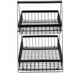 Corbeille à Fruits à 2 Niveau Cuisine Panier De Rangement Multifonctionnel Étagère Fruits Et Légumes Panier Égouttoir - Noir L Fortuna Lai -Petit rangement Soldes Magasin 65754748 3