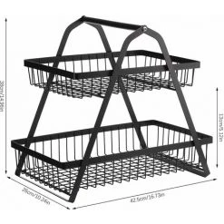 Corbeille à Fruits à 2 Niveau Cuisine Panier De Rangement Multifonctionnel Étagère Fruits Et Légumes Panier Égouttoir - Noir L Fortuna Lai -Petit rangement Soldes Magasin 65754748 5