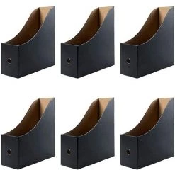FR-LIFE Organisateur Magazine Fichiers, Fichier Magazine Support, Porte Revues Stockage Fichiers, Porte Revues En Carton, Pour Le Stockage De Fichiers De Bureau à Domicile,BR-Vie, Noir 6 Pièces