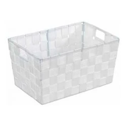 WENKO Panier salle de bain Adria, Rangement Salle De Bain S, Polypropylène, 30x20x15 Cm, blanc - Blanc