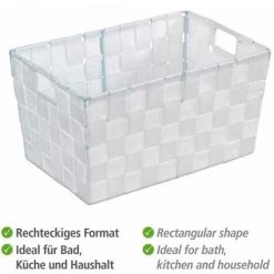 WENKO Panier salle de bain Adria, Rangement Salle De Bain S, Polypropylène, 30x20x15 Cm, blanc - Blanc -Petit rangement Soldes Magasin 6578115 3
