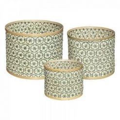 EASY Panier Ronde Folk Bleu X3, Bleu