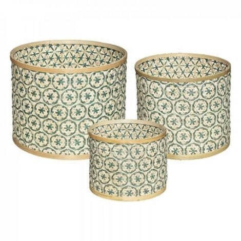 EASY Panier Ronde Folk Bleu X3, Bleu 3 EASY Panier Ronde Folk Bleu X3, Bleu